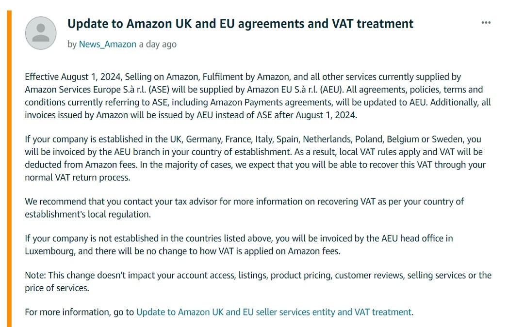 Amazon VAT Changes On the Horizon